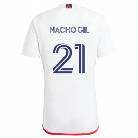 Kandiny Bambino Maglia Nacho Gil #21 Bianco Rosso Kit Gara Away 2024/25 Maglietta