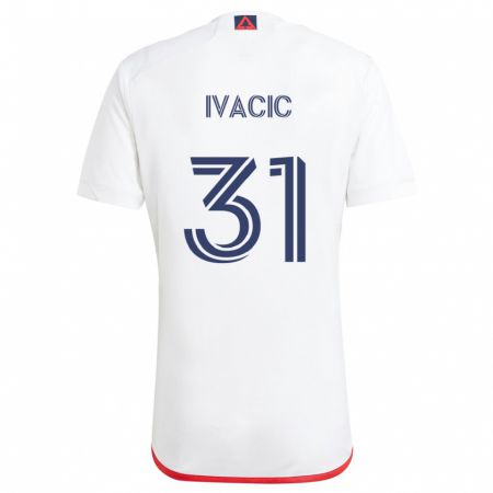 Kandiny Bambino Maglia Aljaz Ivacic #31 Bianco Rosso Kit Gara Away 2024/25 Maglietta