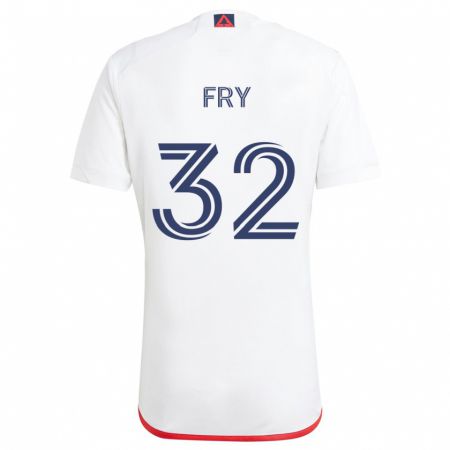 Kandiny Bambino Maglia Malcolm Fry #32 Bianco Rosso Kit Gara Away 2024/25 Maglietta