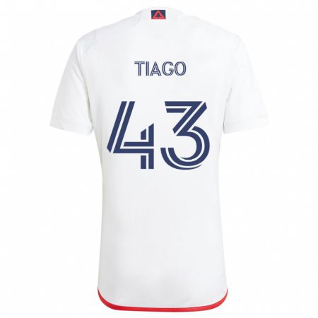 Kandiny Bambino Maglia Tiago #43 Bianco Rosso Kit Gara Away 2024/25 Maglietta