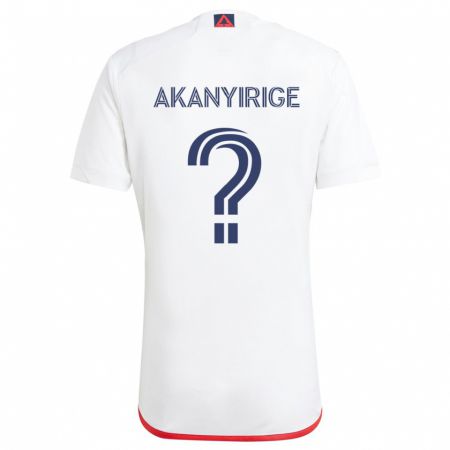 Kandiny Bambino Maglia Jacob Akanyirige #0 Bianco Rosso Kit Gara Away 2024/25 Maglietta