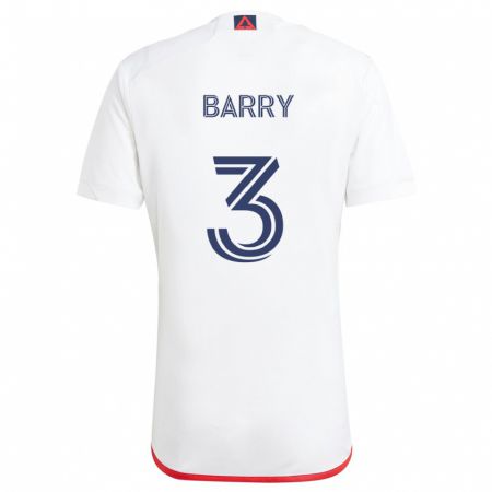 Kandiny Niño Camiseta Hesron Barry #3 Blanco Rojo 2ª Equipación 2024/25 La Camisa