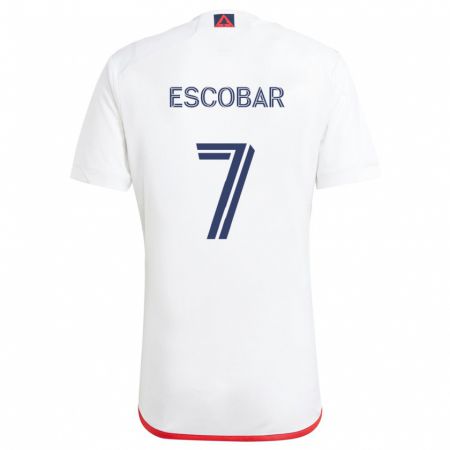 Kandiny Bambino Maglia Olger Escobar #7 Bianco Rosso Kit Gara Away 2024/25 Maglietta