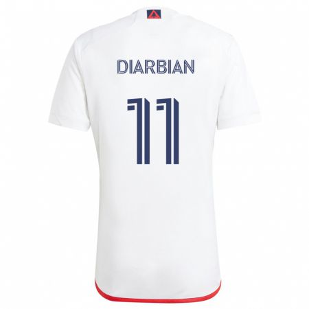 Kandiny Bambino Maglia Gevork Diarbian #11 Bianco Rosso Kit Gara Away 2024/25 Maglietta