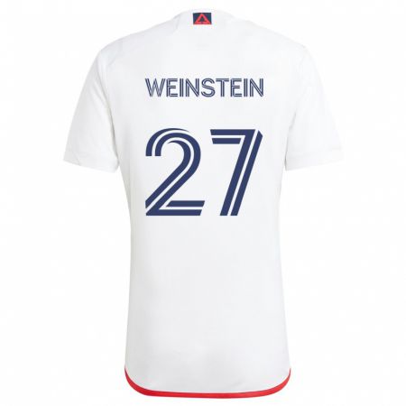 Kandiny Bambino Maglia Max Weinstein #27 Bianco Rosso Kit Gara Away 2024/25 Maglietta