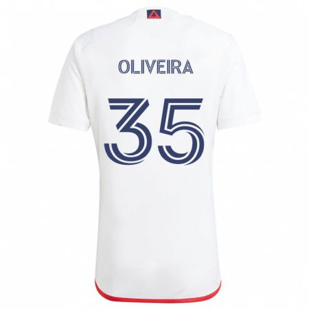 Kandiny Bambino Maglia Cristiano Oliveira #35 Bianco Rosso Kit Gara Away 2024/25 Maglietta