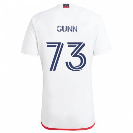 Kandiny Bambino Maglia Jd Gunn #73 Bianco Rosso Kit Gara Away 2024/25 Maglietta