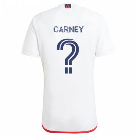 Kandiny Bambino Maglia Ryan Carney #0 Bianco Rosso Kit Gara Away 2024/25 Maglietta