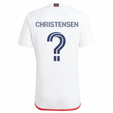 Kandiny Bambino Maglia Kevin Christensen #0 Bianco Rosso Kit Gara Away 2024/25 Maglietta