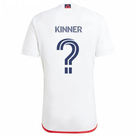 Kandiny Bambino Maglia Sage Kinner #0 Bianco Rosso Kit Gara Away 2024/25 Maglietta