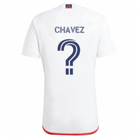 Kandiny Bambino Maglia Gabriel Chávez #0 Bianco Rosso Kit Gara Away 2024/25 Maglietta