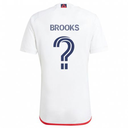 Kandiny Bambino Maglia Brian Brooks #0 Bianco Rosso Kit Gara Away 2024/25 Maglietta