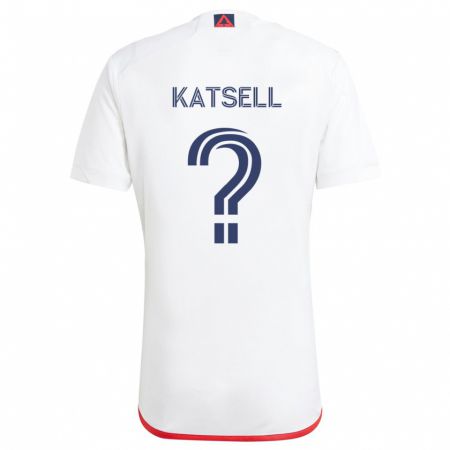 Kandiny Bambino Maglia Levi Katsell #0 Bianco Rosso Kit Gara Away 2024/25 Maglietta