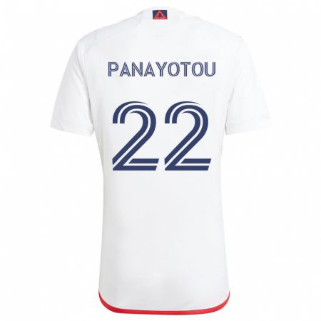 Kandiny Niño Camiseta Jack Panayotou #22 Blanco Rojo 2ª Equipación 2024/25 La Camisa