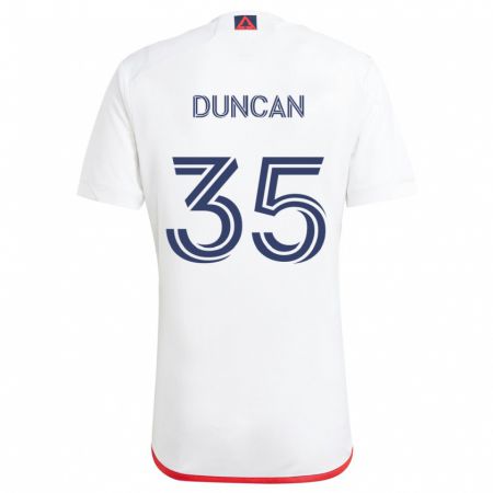 Kandiny Niño Camiseta Nakye Greenidge-Duncan #35 Blanco Rojo 2ª Equipación 2024/25 La Camisa