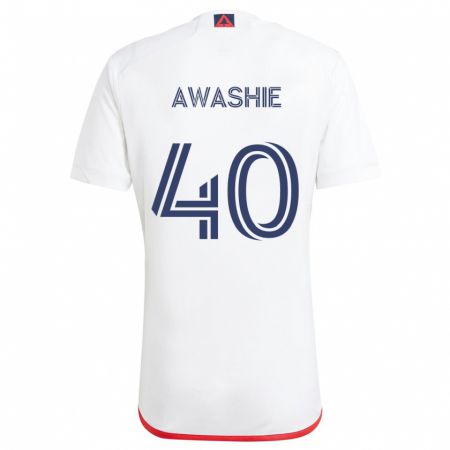 Kandiny Bambino Maglia Ben Awashie #40 Bianco Rosso Kit Gara Away 2024/25 Maglietta