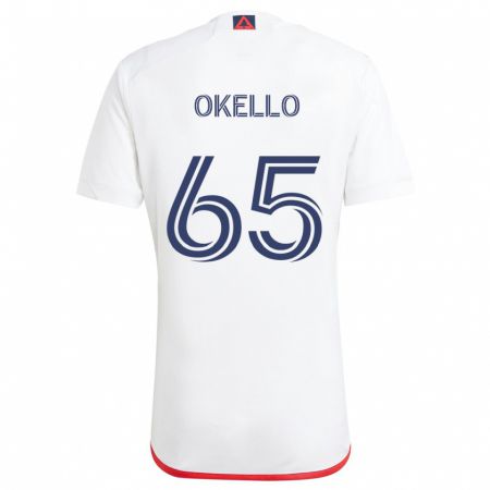 Kandiny Bambino Maglia Noble Okello #65 Bianco Rosso Kit Gara Away 2024/25 Maglietta