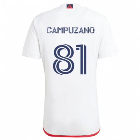 Kandiny Bambino Maglia Nico Campuzano #81 Bianco Rosso Kit Gara Away 2024/25 Maglietta