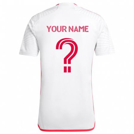 Kandiny Bambino Maglia Il Tuo Nome #0 Bianco Rosso Kit Gara Away 2024/25 Maglietta