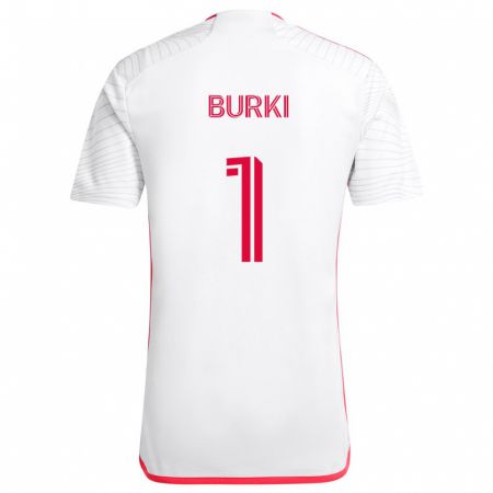 Kandiny Niño Camiseta Roman Bürki #1 Blanco Rojo 2ª Equipación 2024/25 La Camisa