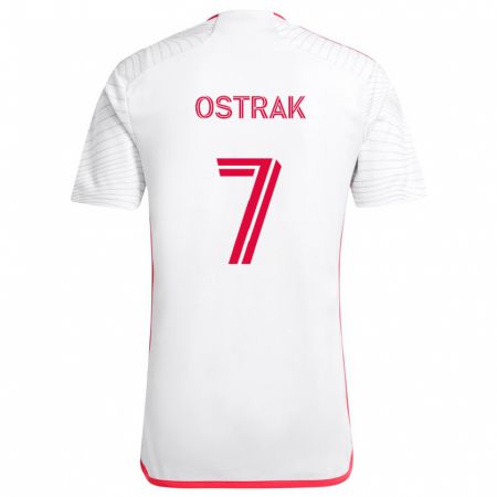 Kandiny Bambino Maglia Tomás Ostrák #7 Bianco Rosso Kit Gara Away 2024/25 Maglietta