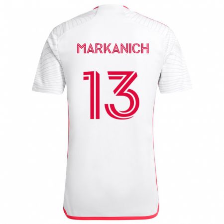 Kandiny Kinderen Anthony Markanich #13 Wit Rood Uitshirt Uittenue 2024/25 T-Shirt België