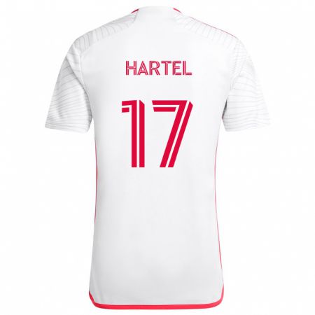 Kandiny Niño Camiseta Marcel Hartel #17 Blanco Rojo 2ª Equipación 2024/25 La Camisa