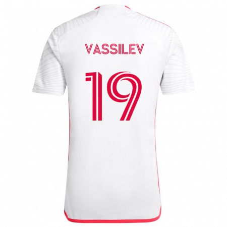 Kandiny Bambino Maglia Indiana Vassilev #19 Bianco Rosso Kit Gara Away 2024/25 Maglietta