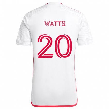 Kandiny Kinderen Akil Watts #20 Wit Rood Uitshirt Uittenue 2024/25 T-Shirt