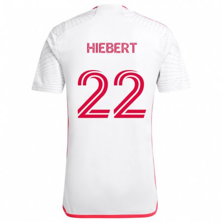 Kandiny Bambino Maglia Kyle Hiebert #22 Bianco Rosso Kit Gara Away 2024/25 Maglietta