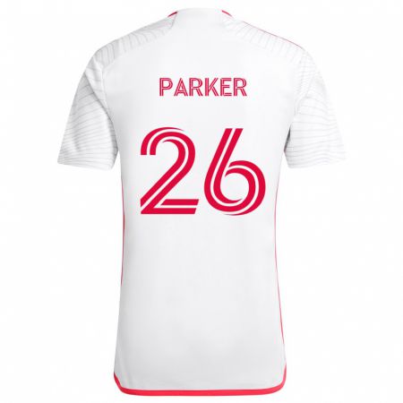 Kandiny Kinderen Tim Parker #26 Wit Rood Uitshirt Uittenue 2024/25 T-Shirt