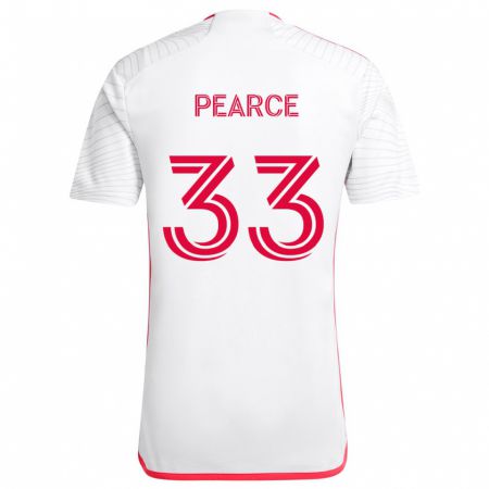 Kandiny Bambino Maglia Tyson Pearce #33 Bianco Rosso Kit Gara Away 2024/25 Maglietta