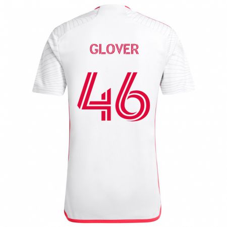 Kandiny Bambino Maglia Caden Glover #46 Bianco Rosso Kit Gara Away 2024/25 Maglietta