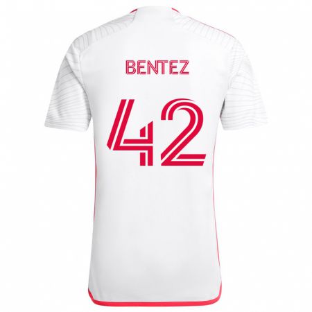 Kandiny Bambino Maglia Óscar Benítez #42 Bianco Rosso Kit Gara Away 2024/25 Maglietta