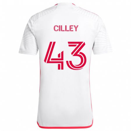 Kandiny Bambino Maglia Cam Cilley #43 Bianco Rosso Kit Gara Away 2024/25 Maglietta