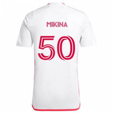 Kandiny Niño Camiseta Gabriel Mikina #50 Blanco Rojo 2ª Equipación 2024/25 La Camisa México