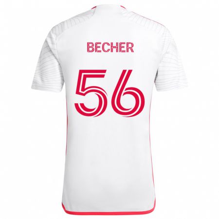 Kandiny Niño Camiseta Ryan Becher #56 Blanco Rojo 2ª Equipación 2024/25 La Camisa