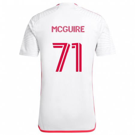 Kandiny Bambino Maglia Nolan Mcguire #71 Bianco Rosso Kit Gara Away 2024/25 Maglietta