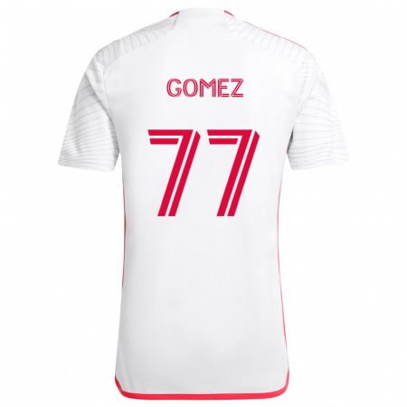 Kandiny Niño Camiseta Sam Gomez #77 Blanco Rojo 2ª Equipación 2024/25 La Camisa