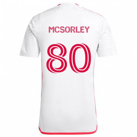 Kandiny Kinderen Brendan Mcsorley #80 Wit Rood Uitshirt Uittenue 2024/25 T-Shirt