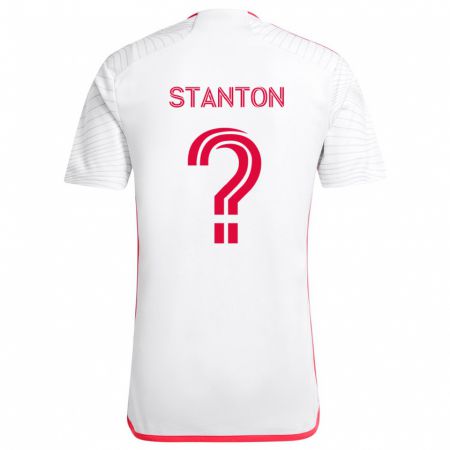 Kandiny Bambino Maglia Zachary Stanton #0 Bianco Rosso Kit Gara Away 2024/25 Maglietta