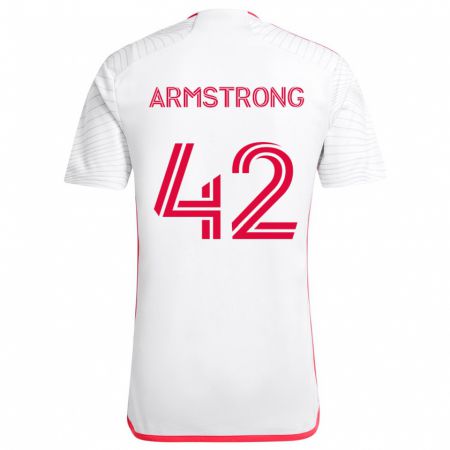 Kandiny Bambino Maglia Ezra Armstrong #42 Bianco Rosso Kit Gara Away 2024/25 Maglietta