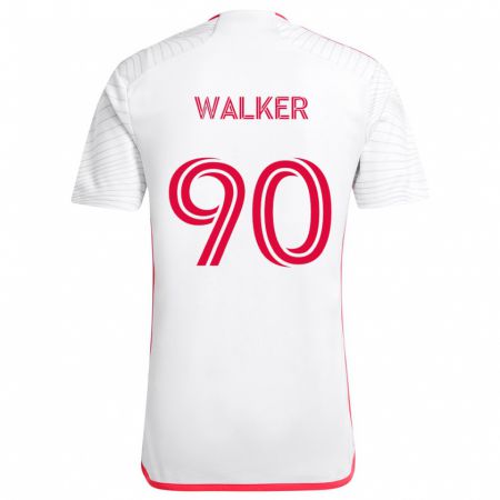 Kandiny Niño Camiseta Eric Walker #90 Blanco Rojo 2ª Equipación 2024/25 La Camisa