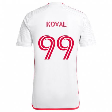 Kandiny Bambino Maglia Stanislav Koval #99 Bianco Rosso Kit Gara Away 2024/25 Maglietta