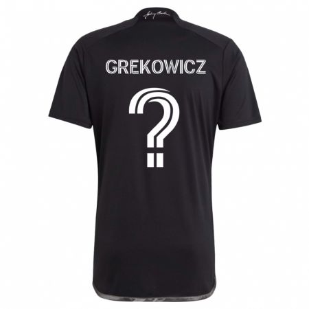 Kandiny Bambino Maglia Jacob Grekowicz #0 Nero Kit Gara Away 2024/25 Maglietta