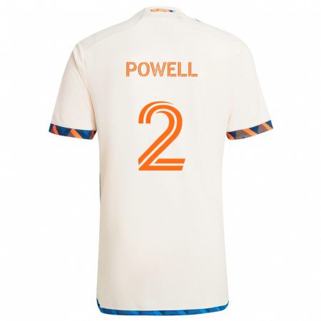 Kandiny Bambino Maglia Alvas Powell #2 Bianco Arancione Kit Gara Away 2024/25 Maglietta