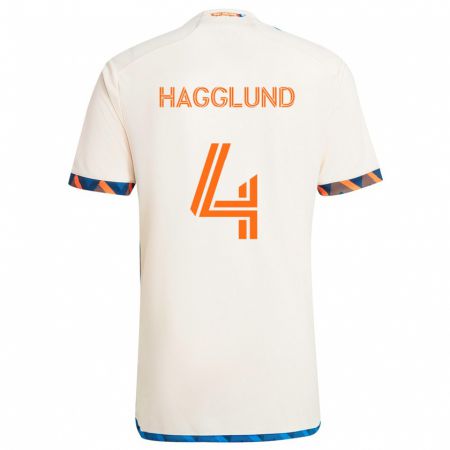 Kandiny Bambino Maglia Nick Hagglund #4 Bianco Arancione Kit Gara Away 2024/25 Maglietta