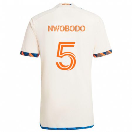 Kandiny Bambino Maglia Obinna Nwobodo #5 Bianco Arancione Kit Gara Away 2024/25 Maglietta