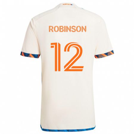 Kandiny Bambino Maglia Miles Robinson #12 Bianco Arancione Kit Gara Away 2024/25 Maglietta