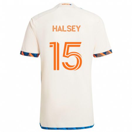 Kandiny Kinderen Bret Halsey #15 Wit Oranje Uitshirt Uittenue 2024/25 T-Shirt